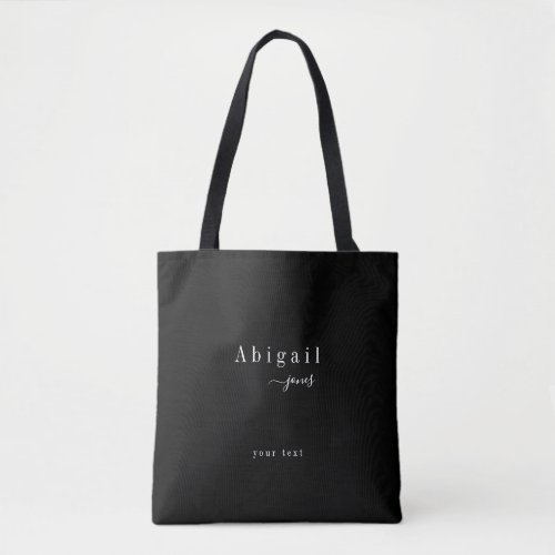 Black Elegant Minimalist Script Name Personalized Tote Bag