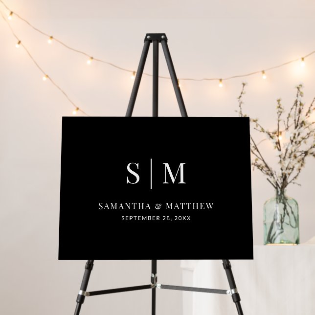 Black Elegant Minimalist Welcome Wedding Sign (In Situ (Stand))