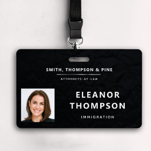Black Elegant Modern Business Professional Photo Badge