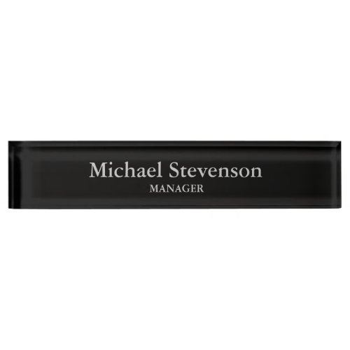 Black Elegant Modern Desk Nameplate