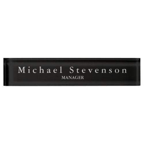 Black Elegant Modern Desk Nameplate