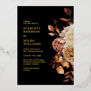 Black Elegant Modern Gold Foil Wedding Invitation