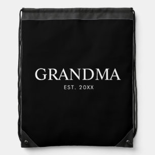 Black Elegant Modern Grandma Drawstring Bag