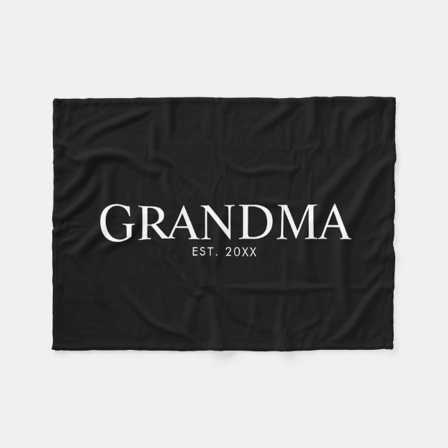 Black Elegant Modern Grandma Fleece Blanket (Front (Horizontal))