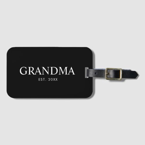 Black Elegant Modern Grandma Luggage Tag