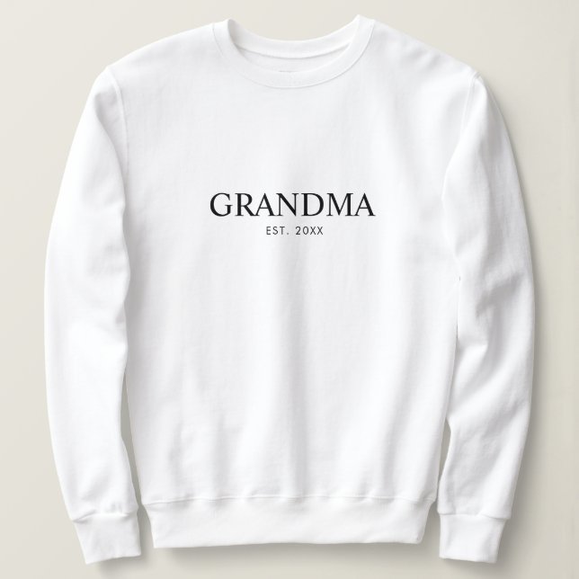 Black Elegant Modern Grandma Sweatshirt (Design Front)