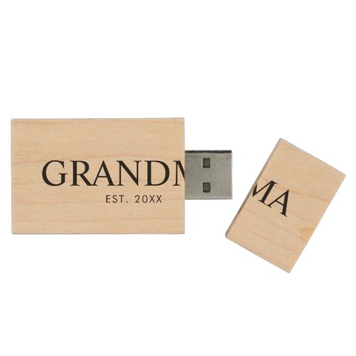 Black Elegant Modern Grandma Wood Flash Drive