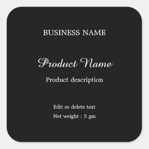 Black Elegant modern minimal square product label