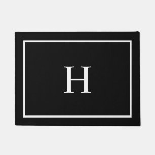 Black Elegant Modern Monogram Doormat