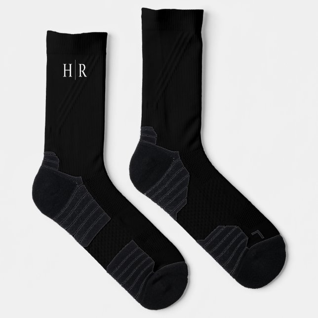 Black Elegant Modern Monogram Socks (Right)
