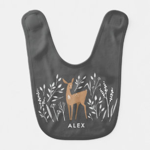 Black elegant modern reindeer Christmas elegant Baby Bib