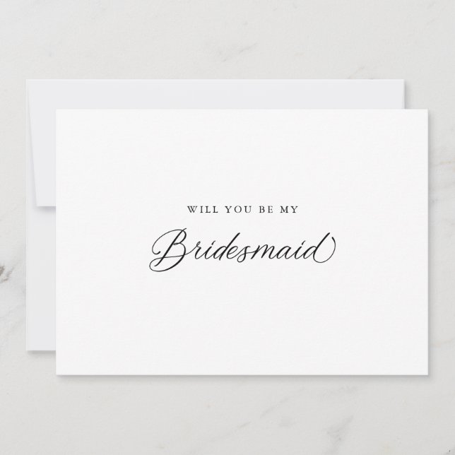 Black Elegant Modern Script Bridesmaid Proposal Invitation (Front)