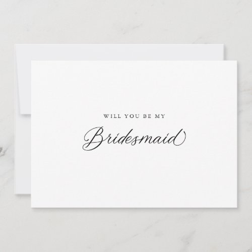 Black Elegant Modern Script Bridesmaid Proposal Invitation