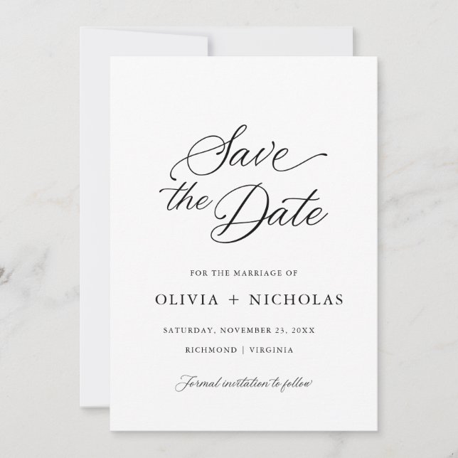 Black Elegant Modern Script Calligraphy Invitation (Front)