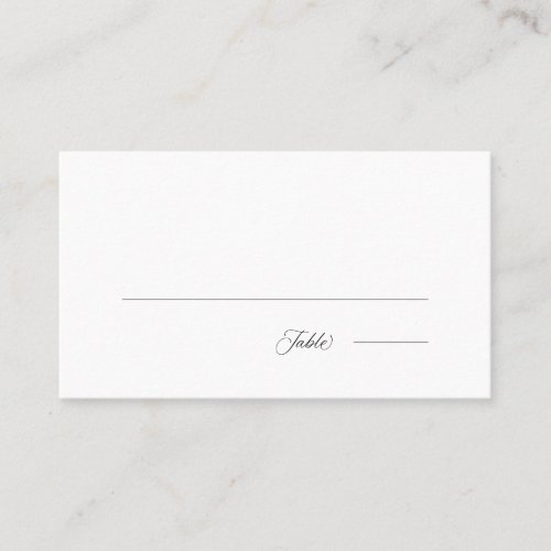 Black Elegant Modern Script Calligraphy Place Card