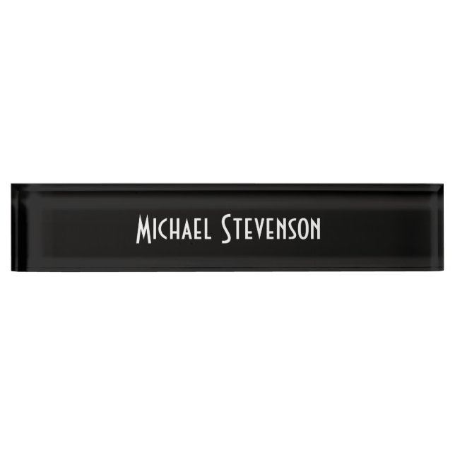 Black Elegant Modern Stylish Nameplate (Front)