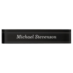 Black Elegant Modern Stylish Nameplate