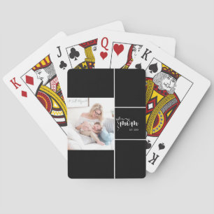 Black Elegant Mom Established Add One Photo Poker Cards