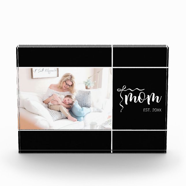 Black Elegant Mom Established Bow Add Photo Block (Front)
