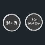 Black Elegant Monogram Groom Initials Cufflinks<br><div class="desc">Elegant,  black and white,  groom,  cufflinks. Bride and groom initials. Personalize it with your details.</div>