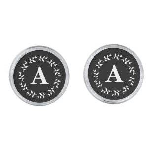 Black Elegant Monogram Typography Groom Initials Cufflinks