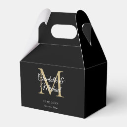 Black Elegant Monogram  Wedding Favor Boxes
