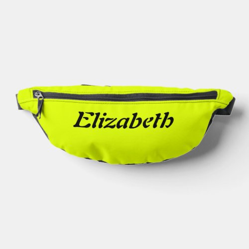 Black Elegant Name  Neon Yellow Stylish Fanny Pack