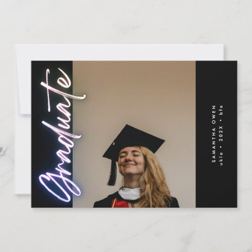 Black Elegant Ombre Neon Grad Photo Announcement