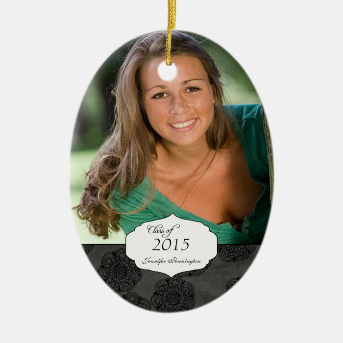 Black elegant pattern graduation photo ornament