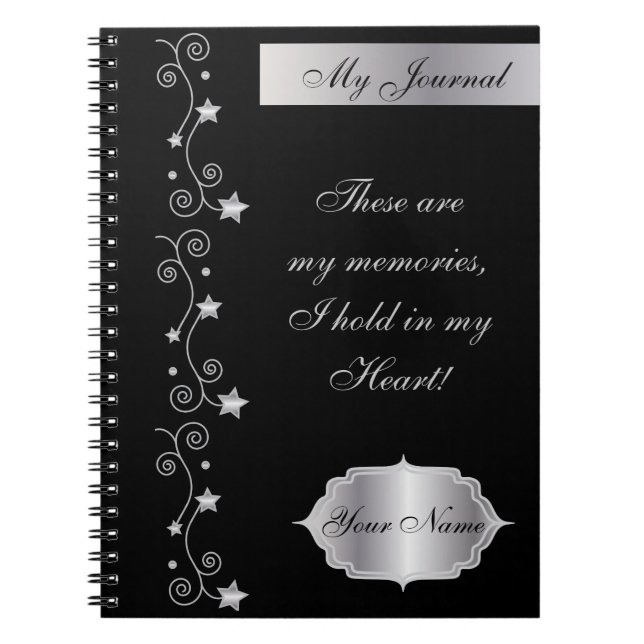 Black Elegant Personalize Journal Notebook (Front)