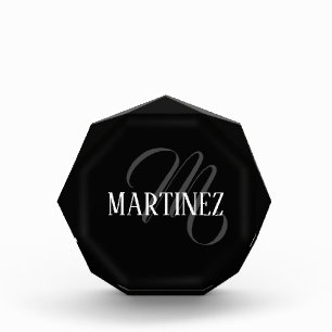 Black Elegant Personalized Last Name Name Acrylic Award