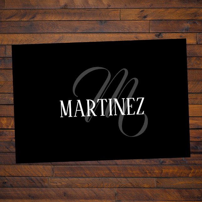 Black Elegant Personalized Last Name | Name Doormat (Creator Uploaded)
