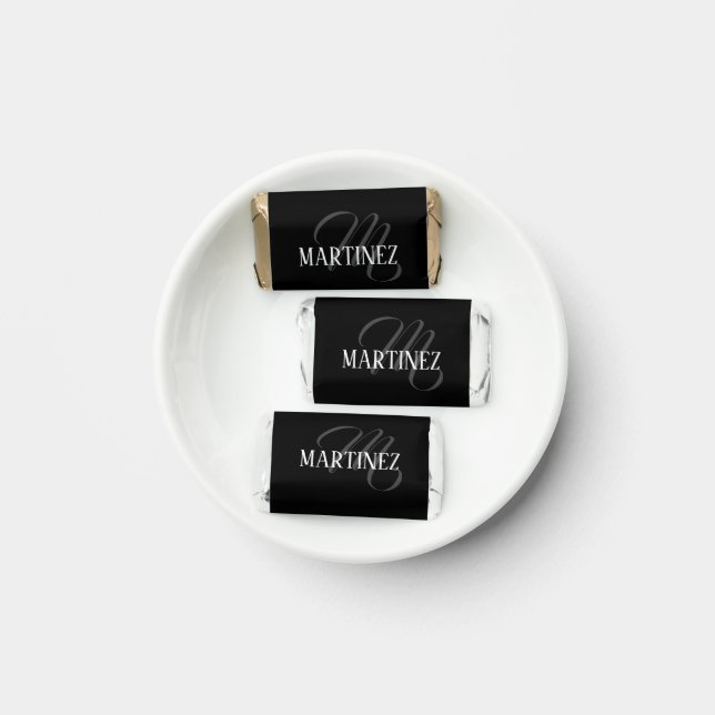 Black Elegant Personalized Last Name | Name Hershey's Miniatures (Plate)