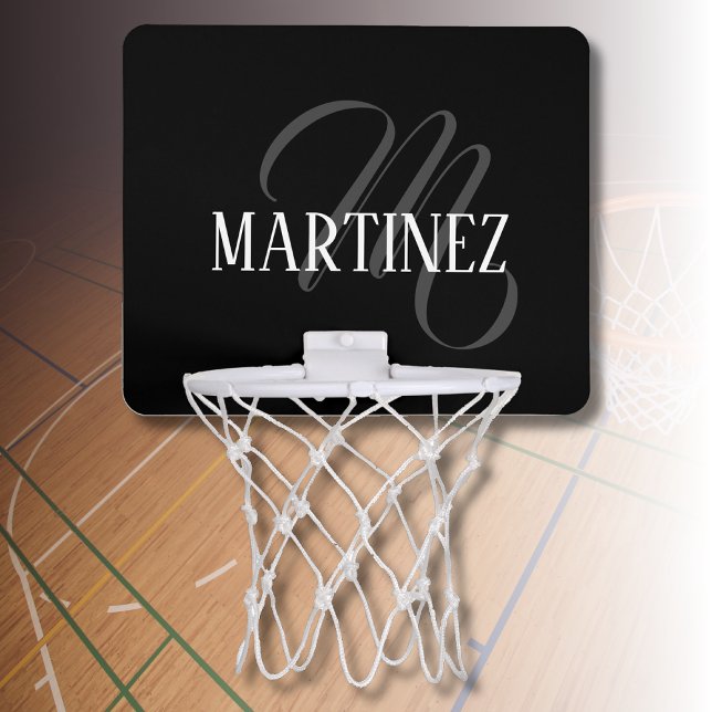 Black Elegant Personalized Last Name | Name Mini Basketball Hoop (Creator Uploaded)