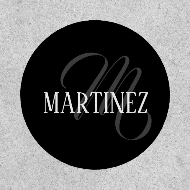 Black Elegant Personalized Last Name | Name Patch (Front)