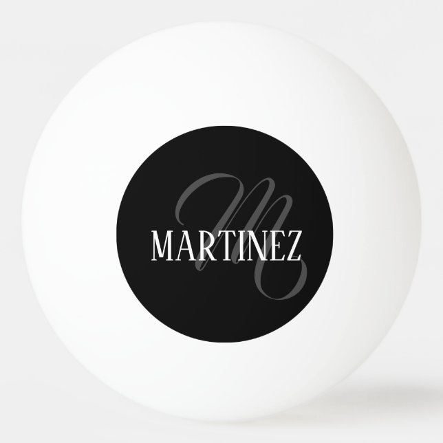 Black Elegant Personalized Last Name | Name Ping Pong Ball (Front)