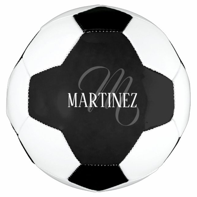 Black Elegant Personalized Last Name | Name Soccer Ball (Front)