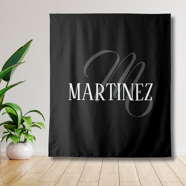 Black Elegant Personalized Last Name | Name Tapestry (Creator Uploaded)