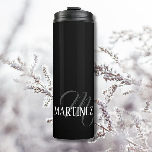 Black Elegant Personalized Last Name | Name Thermal Tumbler (Creator Uploaded)