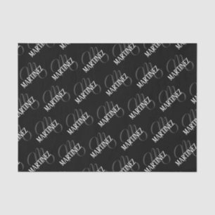 Black Elegant Personalized Last Name Name Tissue Paper