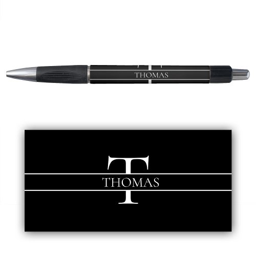 Black Elegant Personalized Monogrammed Custom Name Pen
