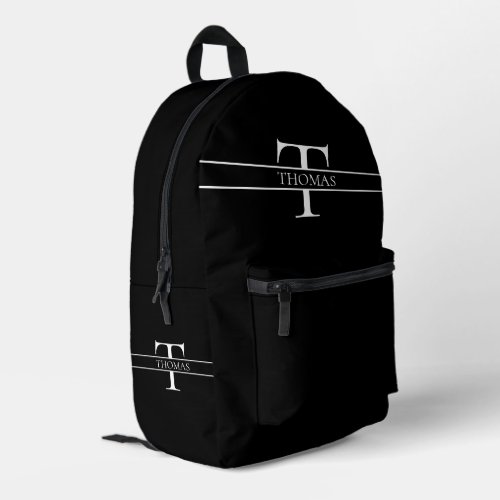Black Elegant Personalized Monogrammed Custom Name Printed Backpack