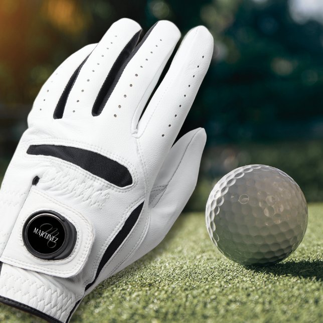 Black Elegant Personalized Name Club Golf Glove (Creator Uploaded)