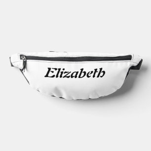 Black Elegant Personalized Name White Stylish Fanny Pack