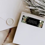 Black Elegant Pine Wreath and Greenery | Christmas Label<br><div class="desc">These stunning holiday return address labels feature a Christmas wreath border with elegant botanical greenery foliage,  and pine cones with festive white flowers on a dark black background.</div>