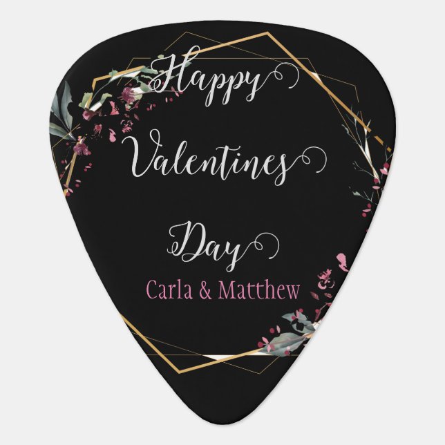 black elegant pink valentine, Sweet for couple Guitar Pick (Front)