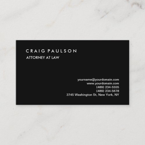 Black Elegant Plain Professional Business Card