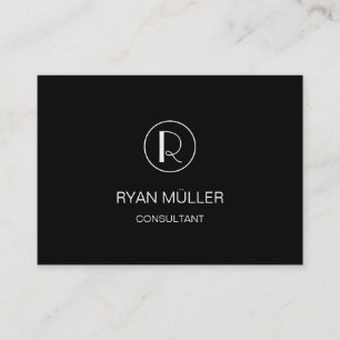 Black Elegant Professional Plain and Monogram Business Card
