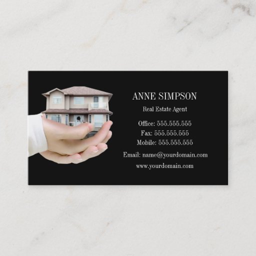 Customizable Black Elegant Real Estate Agent Business Card