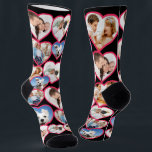 Black Elegant Red Heart Pattern | 5 Photo Collage Socks<br><div class="desc">This unique and thoughtful gift combines the sentimental value of cherished memories with the practicality of a Socks. Featuring 24 heart-shaped photo frames, each holding a special image, this Socks is a stunning centerpiece for any room. making it easy to admire and appreciate the moments captured. Whether as a gift...</div>